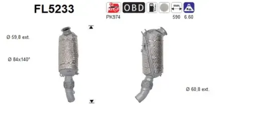 Ruß-/Partikelfilter, Abgasanlage AS FL5233 Bild Ruß-/Partikelfilter, Abgasanlage AS FL5233