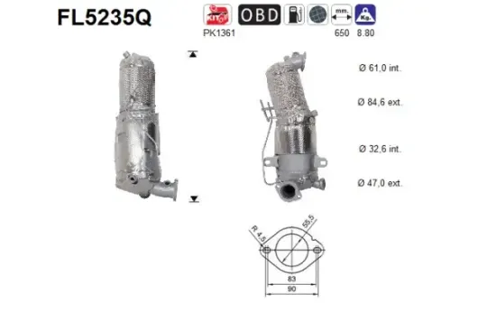 Ruß-/Partikelfilter, Abgasanlage AS FL5235Q Bild Ruß-/Partikelfilter, Abgasanlage AS FL5235Q