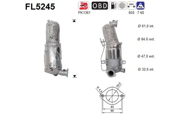 Ruß-/Partikelfilter, Abgasanlage AS FL5245