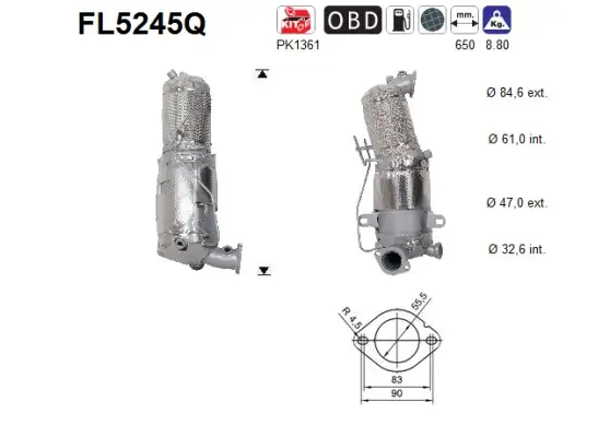 Ruß-/Partikelfilter, Abgasanlage AS FL5245Q