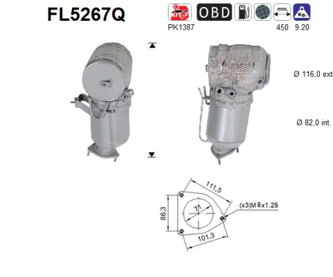 Ruß-/Partikelfilter, Abgasanlage AS FL5267Q Bild Ruß-/Partikelfilter, Abgasanlage AS FL5267Q