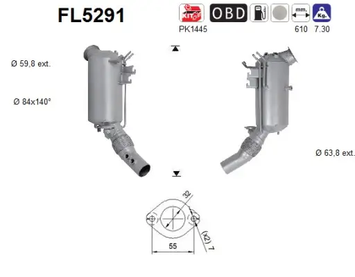 Ruß-/Partikelfilter, Abgasanlage AS FL5291 Bild Ruß-/Partikelfilter, Abgasanlage AS FL5291