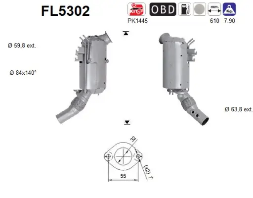 Ruß-/Partikelfilter, Abgasanlage AS FL5302 Bild Ruß-/Partikelfilter, Abgasanlage AS FL5302