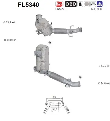 Ruß-/Partikelfilter, Abgasanlage AS FL5340 Bild Ruß-/Partikelfilter, Abgasanlage AS FL5340