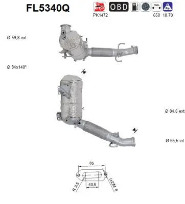 Ruß-/Partikelfilter, Abgasanlage AS FL5340Q Bild Ruß-/Partikelfilter, Abgasanlage AS FL5340Q