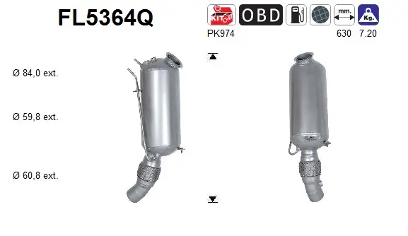 Ruß-/Partikelfilter, Abgasanlage AS FL5364Q