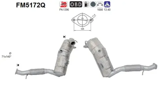 Ruß-/Partikelfilter, Abgasanlage AS FM5172Q Bild Ruß-/Partikelfilter, Abgasanlage AS FM5172Q