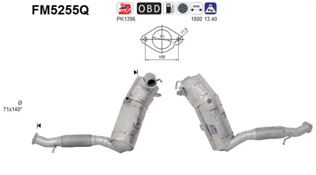 Ruß-/Partikelfilter, Abgasanlage AS FM5255Q