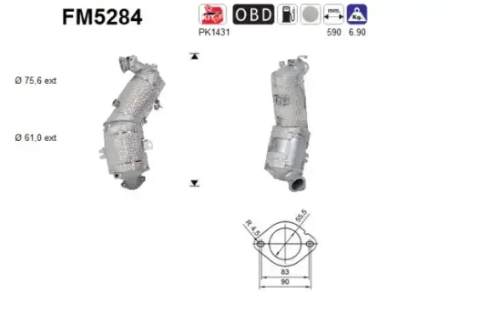 Ruß-/Partikelfilter, Abgasanlage AS FM5284 Bild Ruß-/Partikelfilter, Abgasanlage AS FM5284