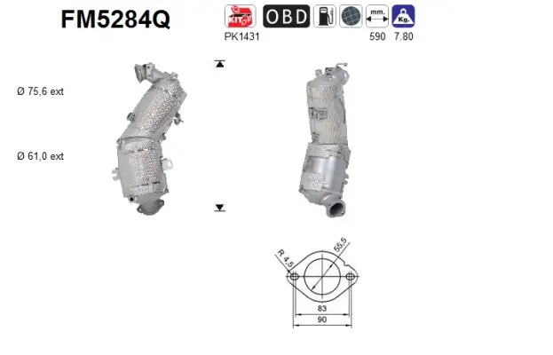 Ruß-/Partikelfilter, Abgasanlage AS FM5284Q