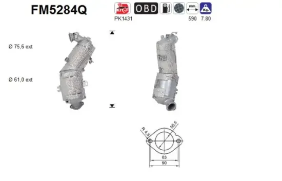 Ruß-/Partikelfilter, Abgasanlage AS FM5284Q Bild Ruß-/Partikelfilter, Abgasanlage AS FM5284Q