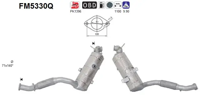 Ruß-/Partikelfilter, Abgasanlage AS FM5330Q