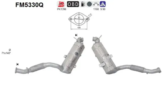 Ruß-/Partikelfilter, Abgasanlage AS FM5330Q Bild Ruß-/Partikelfilter, Abgasanlage AS FM5330Q