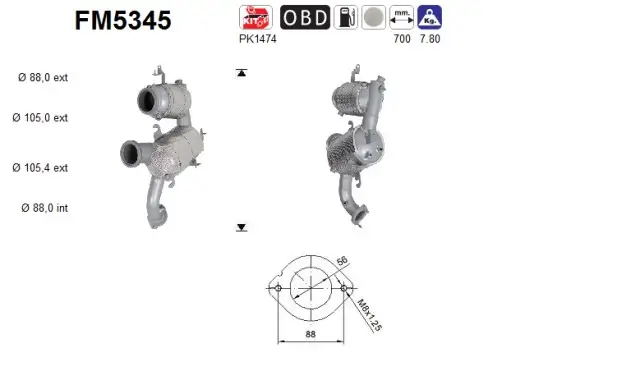 Ruß-/Partikelfilter, Abgasanlage AS FM5345