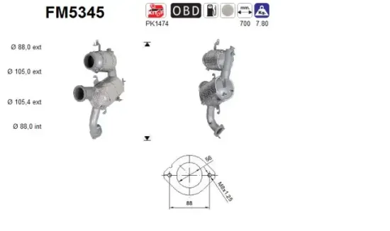 Ruß-/Partikelfilter, Abgasanlage AS FM5345 Bild Ruß-/Partikelfilter, Abgasanlage AS FM5345
