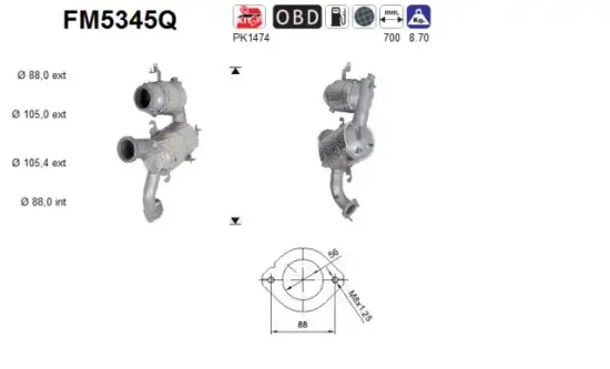 Ruß-/Partikelfilter, Abgasanlage AS FM5345Q Bild Ruß-/Partikelfilter, Abgasanlage AS FM5345Q