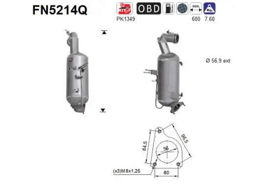 Ruß-/Partikelfilter, Abgasanlage AS FN5214Q
