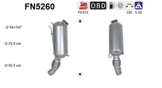 Ruß-/Partikelfilter, Abgasanlage AS FN5260 Bild Ruß-/Partikelfilter, Abgasanlage AS FN5260