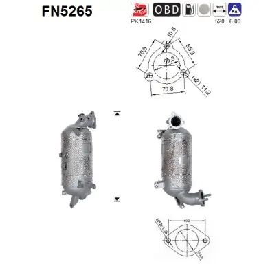 Ruß-/Partikelfilter, Abgasanlage AS FN5265 Bild Ruß-/Partikelfilter, Abgasanlage AS FN5265