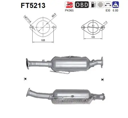 Ruß-/Partikelfilter, Abgasanlage AS FT5213