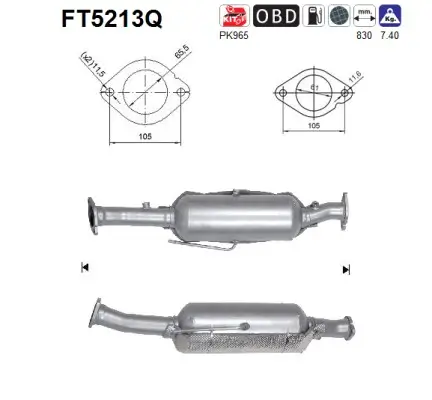 Ruß-/Partikelfilter, Abgasanlage AS FT5213Q