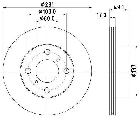 Bremsscheibe Vorderachse DON PCD21282 Bild Bremsscheibe Vorderachse DON PCD21282