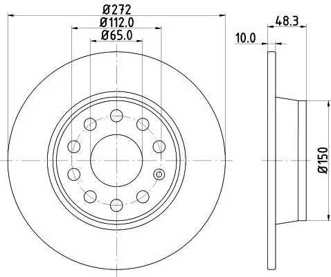 Bremsscheibe Hinterachse DON PCD10162 Bild Bremsscheibe Hinterachse DON PCD10162