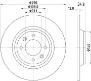 Bremsscheibe Hinterachse DON PCD14802