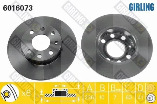 Bremsscheibe Vorderachse GIRLING 6016073 Bild Bremsscheibe Vorderachse GIRLING 6016073
