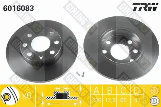 Bremsscheibe Vorderachse GIRLING 6016083 Bild Bremsscheibe Vorderachse GIRLING 6016083