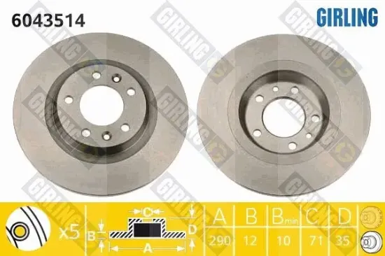 Bremsscheibe Hinterachse GIRLING 6043514 Bild Bremsscheibe Hinterachse GIRLING 6043514