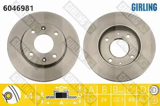Bremsscheibe Vorderachse GIRLING 6046981 Bild Bremsscheibe Vorderachse GIRLING 6046981