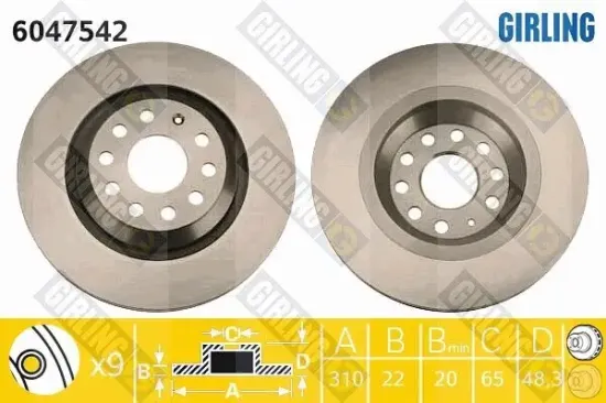 Bremsscheibe GIRLING 6047542 Bild Bremsscheibe GIRLING 6047542