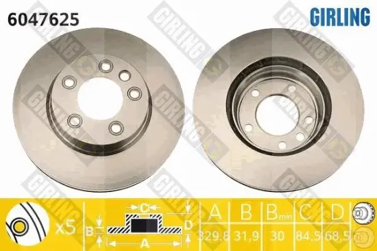 Bremsscheibe Vorderachse links GIRLING 6047625 Bild Bremsscheibe Vorderachse links GIRLING 6047625
