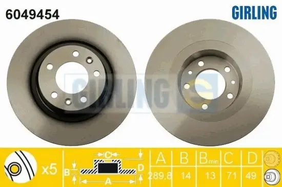 Bremsscheibe Hinterachse GIRLING 6049454 Bild Bremsscheibe Hinterachse GIRLING 6049454