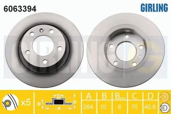Bremsscheibe Hinterachse GIRLING 6063394 Bild Bremsscheibe Hinterachse GIRLING 6063394