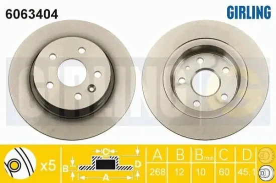 Bremsscheibe Hinterachse GIRLING 6063404 Bild Bremsscheibe Hinterachse GIRLING 6063404