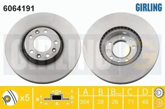 Bremsscheibe Vorderachse GIRLING 6064191 Bild Bremsscheibe Vorderachse GIRLING 6064191