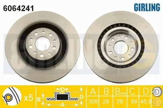 Bremsscheibe Vorderachse GIRLING 6064241 Bild Bremsscheibe Vorderachse GIRLING 6064241