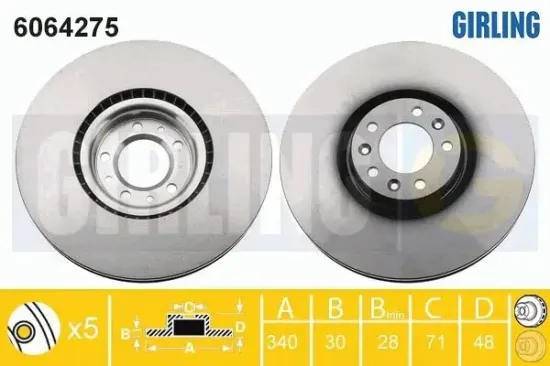 Bremsscheibe Vorderachse GIRLING 6064275 Bild Bremsscheibe Vorderachse GIRLING 6064275