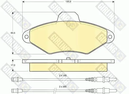 Bremsbelagsatz, Scheibenbremse Vorderachse GIRLING 6111013 Bild Bremsbelagsatz, Scheibenbremse Vorderachse GIRLING 6111013
