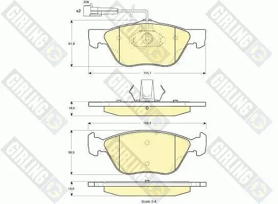Bremsbelagsatz, Scheibenbremse GIRLING 6112122 Bild Bremsbelagsatz, Scheibenbremse GIRLING 6112122