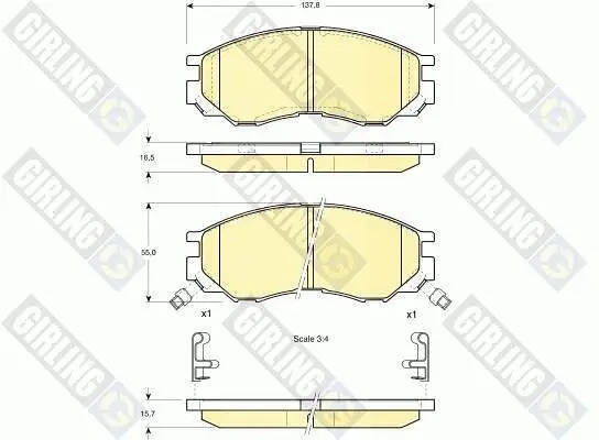 Bremsbelagsatz, Scheibenbremse Vorderachse GIRLING 6112869 Bild Bremsbelagsatz, Scheibenbremse Vorderachse GIRLING 6112869