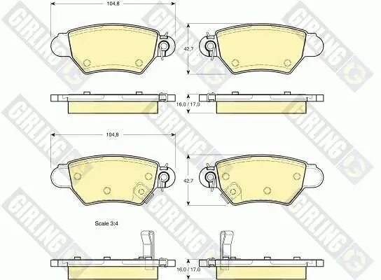Bremsbelagsatz, Scheibenbremse Hinterachse GIRLING 6113524 Bild Bremsbelagsatz, Scheibenbremse Hinterachse GIRLING 6113524