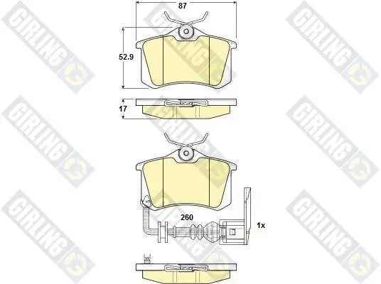 Bremsbelagsatz, Scheibenbremse Hinterachse GIRLING 6114751 Bild Bremsbelagsatz, Scheibenbremse Hinterachse GIRLING 6114751