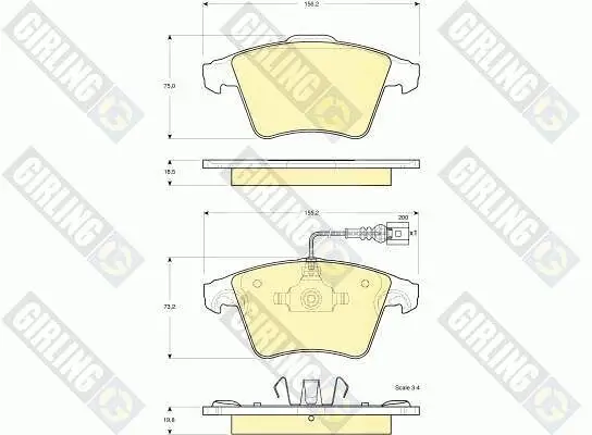 Bremsbelagsatz, Scheibenbremse Vorderachse GIRLING 6115552 Bild Bremsbelagsatz, Scheibenbremse Vorderachse GIRLING 6115552