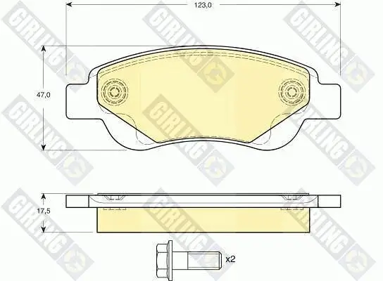 Bremsbelagsatz, Scheibenbremse Vorderachse GIRLING 6116334 Bild Bremsbelagsatz, Scheibenbremse Vorderachse GIRLING 6116334