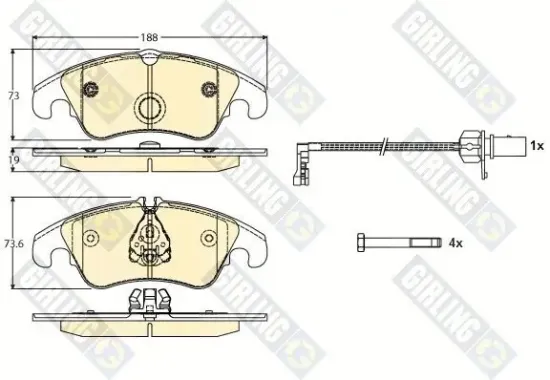 Bremsbelagsatz, Scheibenbremse Vorderachse GIRLING 6117681 Bild Bremsbelagsatz, Scheibenbremse Vorderachse GIRLING 6117681