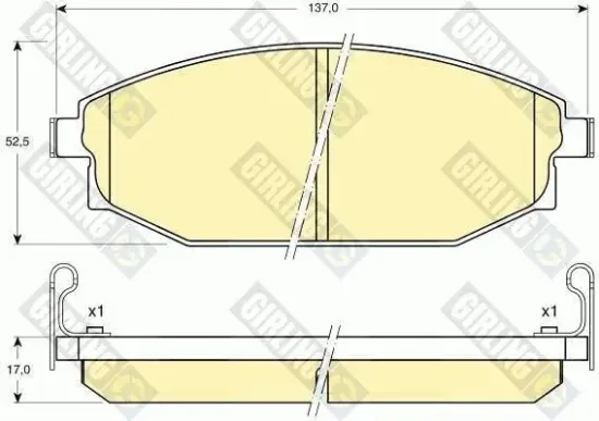 Bremsbelagsatz, Scheibenbremse Vorderachse GIRLING 6132329 Bild Bremsbelagsatz, Scheibenbremse Vorderachse GIRLING 6132329