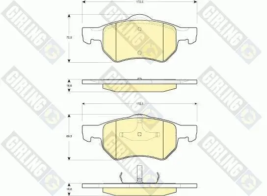 Bremsbelagsatz, Scheibenbremse Vorderachse GIRLING 6141282 Bild Bremsbelagsatz, Scheibenbremse Vorderachse GIRLING 6141282